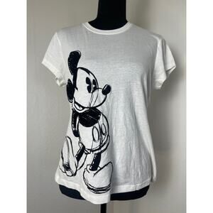 NWOT Disney Junior's Velvet Mickey Mouse Logo Novelty Casual T-shirt White 15/17